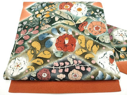 平和屋着物●九寸名古屋帯　作家物　辻が花　鬼しぼ縮緬　正絹　逸品　CABG8923hy