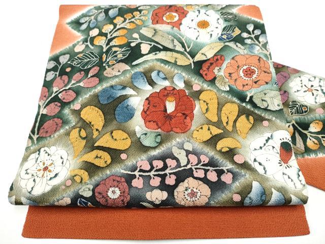 平和屋着物●九寸名古屋帯　作家物　辻が花　鬼しぼ縮緬　正絹　逸品　CABG8923hy