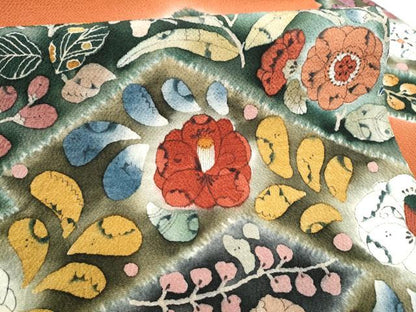 平和屋着物●九寸名古屋帯　作家物　辻が花　鬼しぼ縮緬　正絹　逸品　CABG8923hy