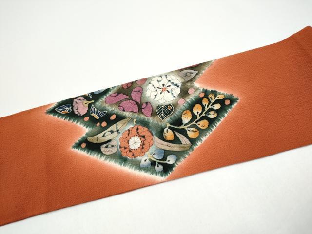 平和屋着物●九寸名古屋帯　作家物　辻が花　鬼しぼ縮緬　正絹　逸品　CABG8923hy