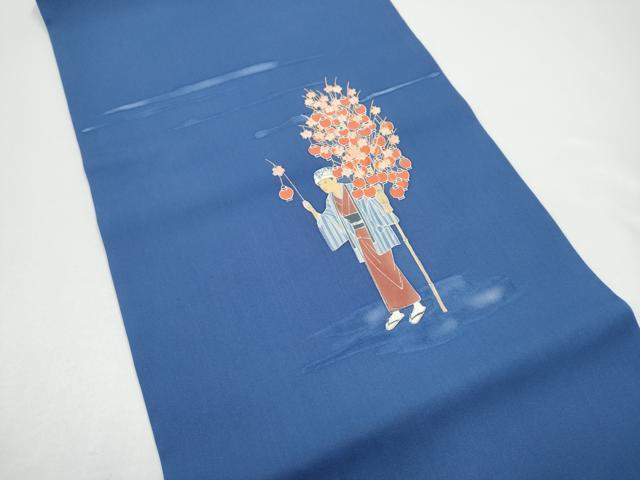 平和屋着物●塩瀬　九寸開き名古屋帯　人物文　金彩　正絹　逸品　CABG8925hy