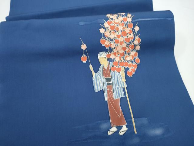 平和屋着物●塩瀬　九寸開き名古屋帯　人物文　金彩　正絹　逸品　CABG8925hy