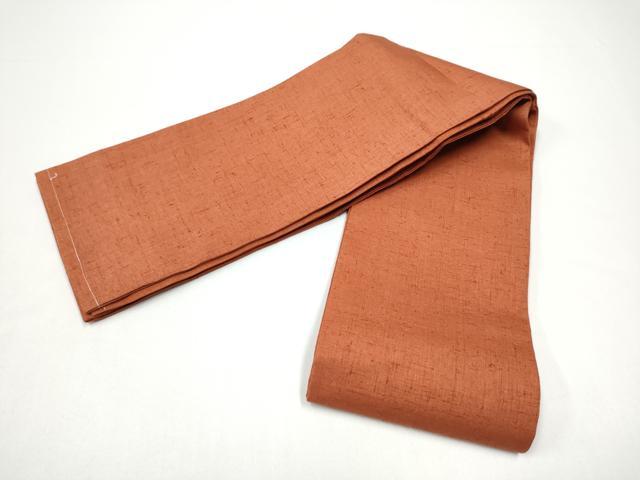 平和屋着物●半幅帯　紬地　色無地　檜皮色　正絹　逸品　CABG8931hy