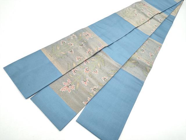 平和屋着物●男性　角帯　更紗花文　金糸　正絹　逸品　CABG8936hy