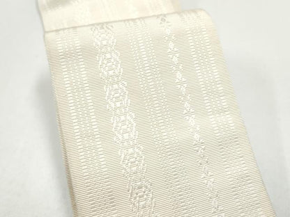 平和屋着物●男性　本場筑前博多織　角帯　献上　色無地　生成り色　正絹　逸品　CABG8952hy