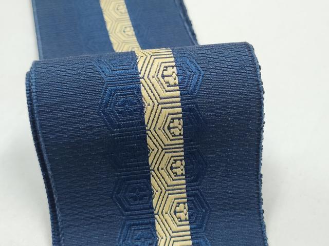 平和屋着物●男性　本場筑前博多織　角帯　亀甲花間道　正絹　逸品　CABG8957hy