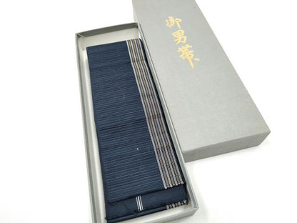 平和屋着物●男性　本場筑前博多織　角帯　間道　紙箱付き　正絹　逸品　CABG8966hy