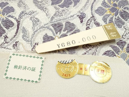 平和屋着物●西陣　タケジ商事謹製　六通柄袋帯　唐織　唐花　金銀糸　証紙付き　正絹　逸品　CABG8969hy