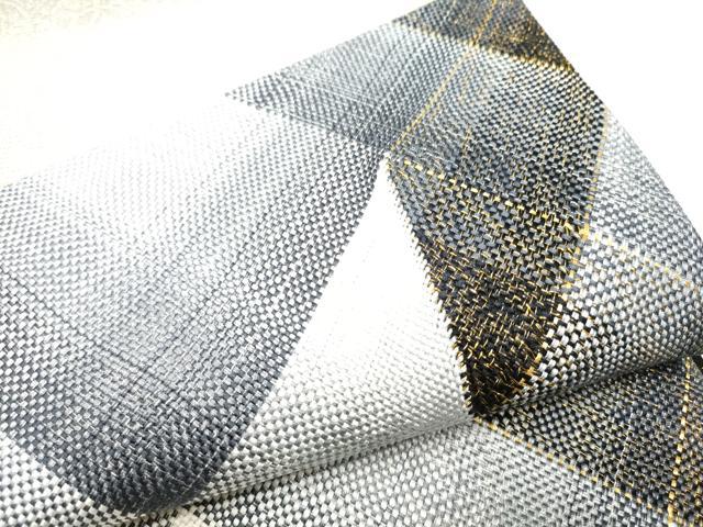 平和屋着物●両面　太鼓柄袋帯　組織　切嵌　霞文　金糸　正絹　逸品　CABG8973hy