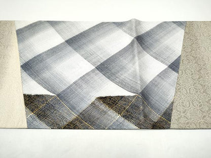 平和屋着物●両面　太鼓柄袋帯　組織　切嵌　霞文　金糸　正絹　逸品　CABG8973hy