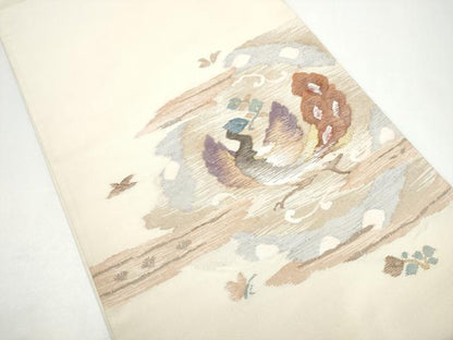 平和屋着物●太鼓柄袋帯　すくい織　鳳凰　金糸　正絹　逸品　CABG8980hy