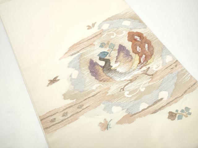 平和屋着物●太鼓柄袋帯　すくい織　鳳凰　金糸　正絹　逸品　CABG8980hy