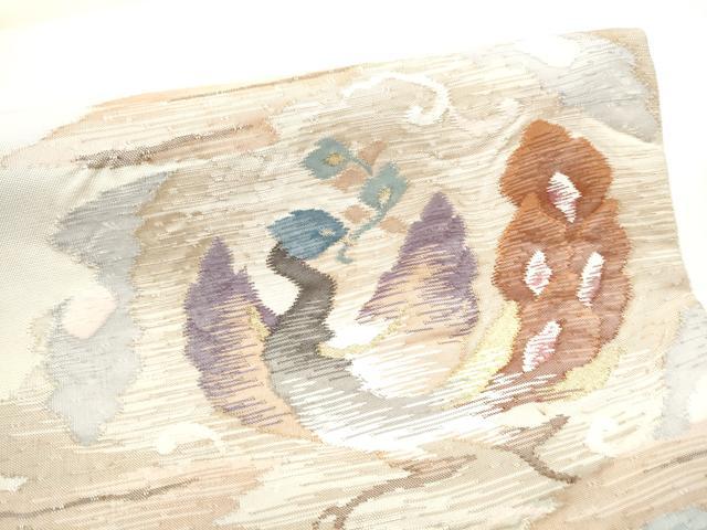 平和屋着物●太鼓柄袋帯　すくい織　鳳凰　金糸　正絹　逸品　CABG8980hy