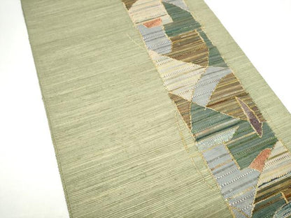 平和屋着物●六通柄袋帯　紬地　幾何学文様　正絹　逸品　CABG8986hy