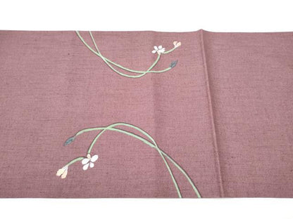 平和屋着物●太鼓柄袋帯　手描き　紬地　枝花文　正絹　逸品　CABG8992hy