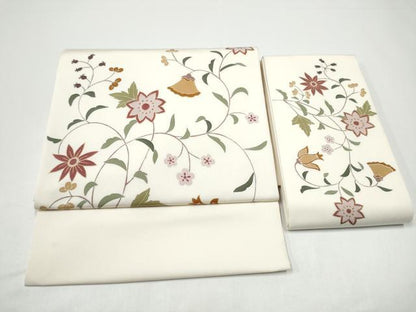平和屋着物●塩瀬　つけ帯　花唐草文　金彩　正絹　逸品　CABG9001hy