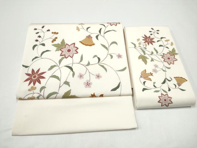 平和屋着物●塩瀬　つけ帯　花唐草文　金彩　正絹　逸品　CABG9001hy