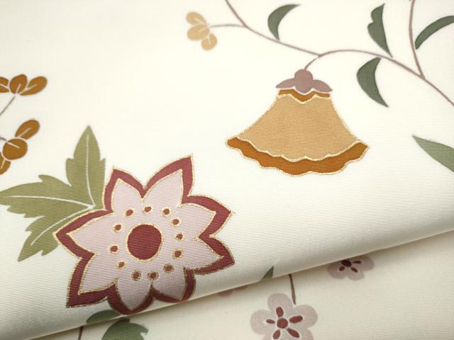 平和屋着物●塩瀬　つけ帯　花唐草文　金彩　正絹　逸品　CABG9001hy