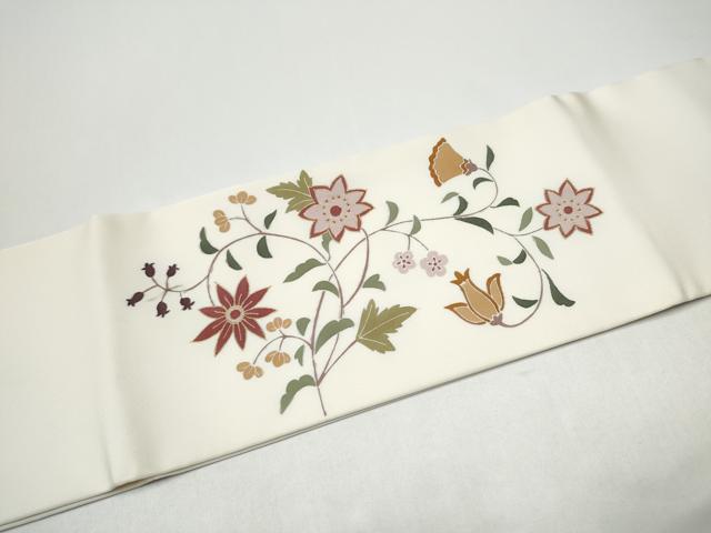平和屋着物●塩瀬　つけ帯　花唐草文　金彩　正絹　逸品　CABG9001hy