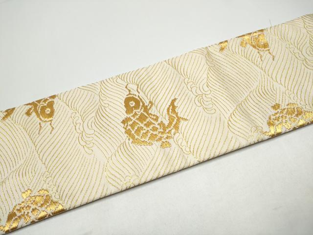 平和屋着物●龍村美術織物　たつむら　つけ帯　踊鯉　金糸　正絹　逸品　CABG9002hy