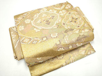 平和屋着物●京の名工　染匠　越後屋通博　つけ帯　御綾染　吉祥花文　金糸　正絹　逸品　CABG9004hy
