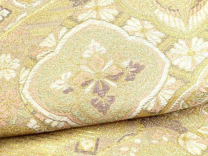 平和屋着物●京の名工　染匠　越後屋通博　つけ帯　御綾染　吉祥花文　金糸　正絹　逸品　CABG9004hy