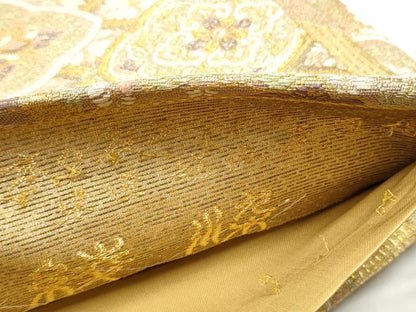 平和屋着物●京の名工　染匠　越後屋通博　つけ帯　御綾染　吉祥花文　金糸　正絹　逸品　CABG9004hy