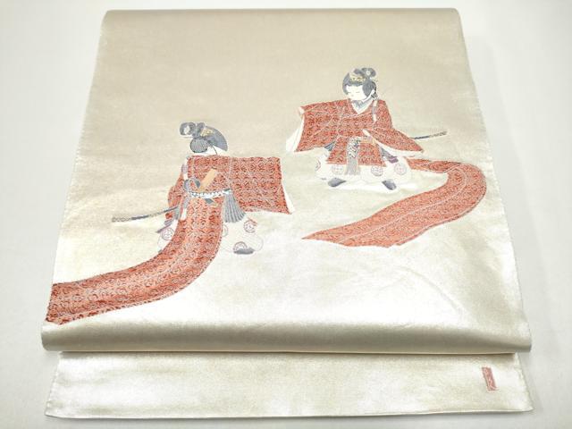 平和屋着物●加賀友禅の巨匠　初代　由水十久　西陣　長嶋成織物　ながしま帯　太鼓柄袋帯　童子遊び　瀞銀錦　正絹　逸品　CABG9018hy