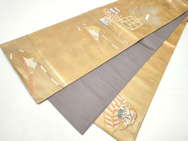 平和屋着物●西陣の名門　加納幸謹製　六通柄袋帯　松葉文　金銀糸　正絹　逸品　CABG9020hy