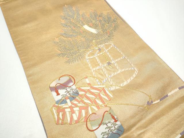平和屋着物●西陣の名門　加納幸謹製　六通柄袋帯　松葉文　金銀糸　正絹　逸品　CABG9020hy