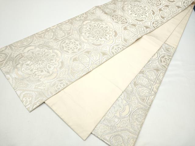 平和屋着物●西陣　川島織物　六通柄　本袋帯　花丸文　銀糸　正絹　逸品　CABG9023hy