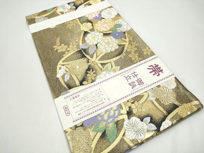 平和屋着物●六通柄袋帯　七宝花文　金銀糸　正絹　逸品　CABG9025hy