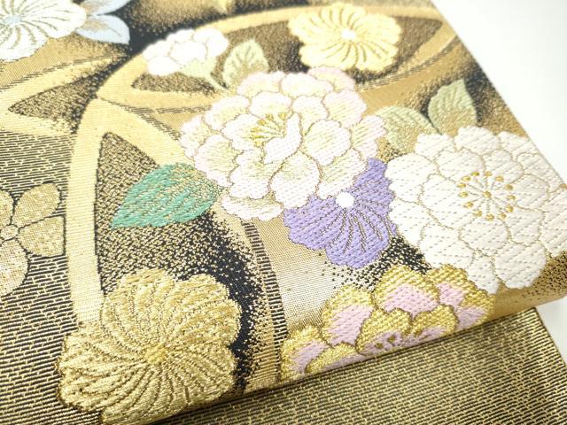 平和屋着物●六通柄袋帯　七宝花文　金銀糸　正絹　逸品　CABG9025hy