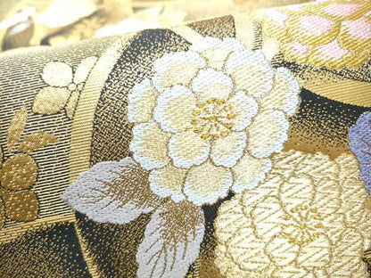 平和屋着物●六通柄袋帯　七宝花文　金銀糸　正絹　逸品　CABG9025hy