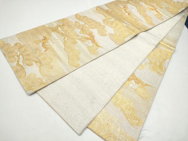 平和屋着物●桝屋高尾　(ねん金綴錦)　六通柄袋帯　蒔絵松鶴文　金銀糸　正絹　逸品　CABG9031hy