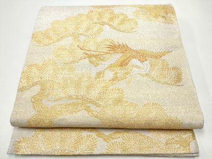 平和屋着物●桝屋高尾　(ねん金綴錦)　六通柄袋帯　蒔絵松鶴文　金銀糸　正絹　逸品　CABG9031hy