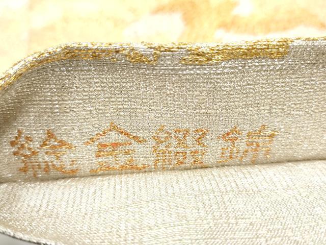 平和屋着物●桝屋高尾　(ねん金綴錦)　六通柄袋帯　蒔絵松鶴文　金銀糸　正絹　逸品　CABG9031hy