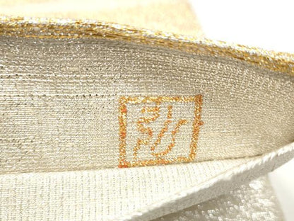 平和屋着物●桝屋高尾　(ねん金綴錦)　六通柄袋帯　蒔絵松鶴文　金銀糸　正絹　逸品　CABG9031hy