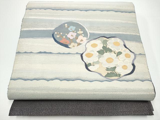 平和屋着物●爪掻き本綴れ　太鼓柄袋帯　花丸文　金銀糸　正絹　逸品　CABG9040hy