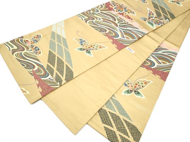 平和屋着物●西陣　白綾苑大庭　六通柄袋帯　花蝶文　金糸　正絹　逸品　CABG9041hy