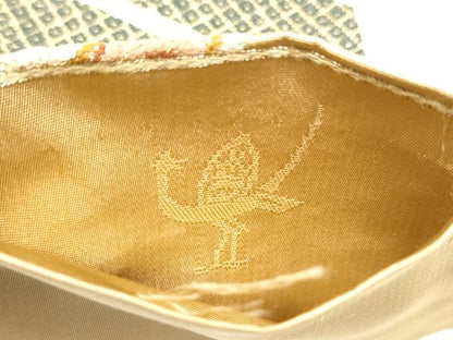 平和屋着物●西陣　白綾苑大庭　六通柄袋帯　花蝶文　金糸　正絹　逸品　CABG9041hy