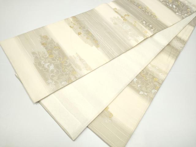 平和屋着物▽六通柄袋帯　スリーシーズン　春夏秋　唐草文　金銀糸　正絹　逸品　CABG9042hy