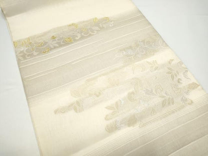 平和屋着物▽六通柄袋帯　スリーシーズン　春夏秋　唐草文　金銀糸　正絹　逸品　CABG9042hy