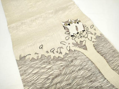 平和屋着物▽太鼓柄袋帯　スリーシーズン　春夏秋　すくい織　みみずく　正絹　逸品　CABG9044hy