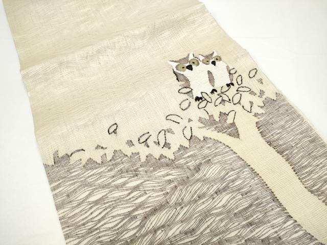 平和屋着物▽太鼓柄袋帯　スリーシーズン　春夏秋　すくい織　みみずく　正絹　逸品　CABG9044hy