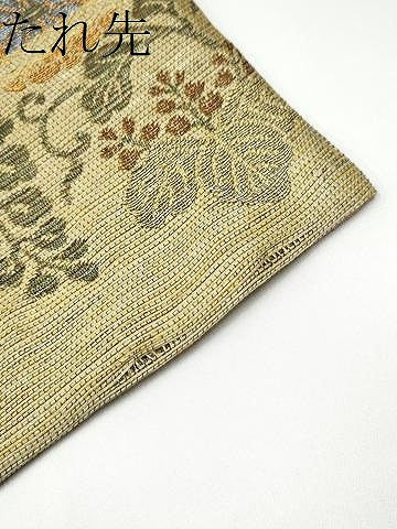 平和屋着物▽六通柄袋帯　スリーシーズン　春夏秋　菊唐草文　金糸　正絹　逸品　CABG9045hy