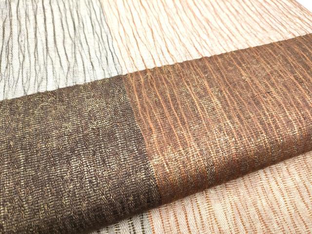 平和屋着物▽両面　太鼓柄袋帯　スリーシーズン　春夏秋　すくい織　枝葉文　正絹　逸品　CABG9049hy