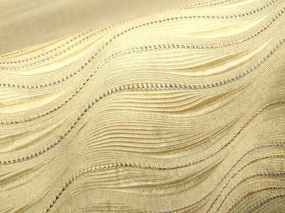 平和屋着物▽六通柄袋帯　スリーシーズン　春夏秋　よろけ縞　金糸　正絹　逸品　CABG9054hy