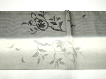 平和屋着物▽太鼓柄袋帯　スリーシーズン　春夏秋　手描き　瓢箪枝葉文　金銀彩　さが美扱い　正絹　逸品　CABG9055hy