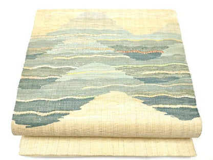 平和屋着物▽太鼓柄袋帯　スリーシーズン　春夏秋　すくい織　霞文　正絹　逸品　CABG9059hy
